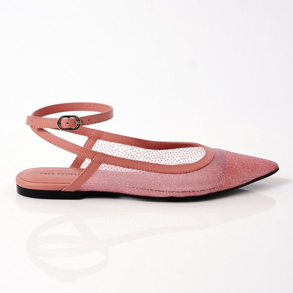🎉LAST CHANCE🎉 FREE PEOPLE Sheer Glitter Jules Flats / Cloud Pink - Picture 6 of 10